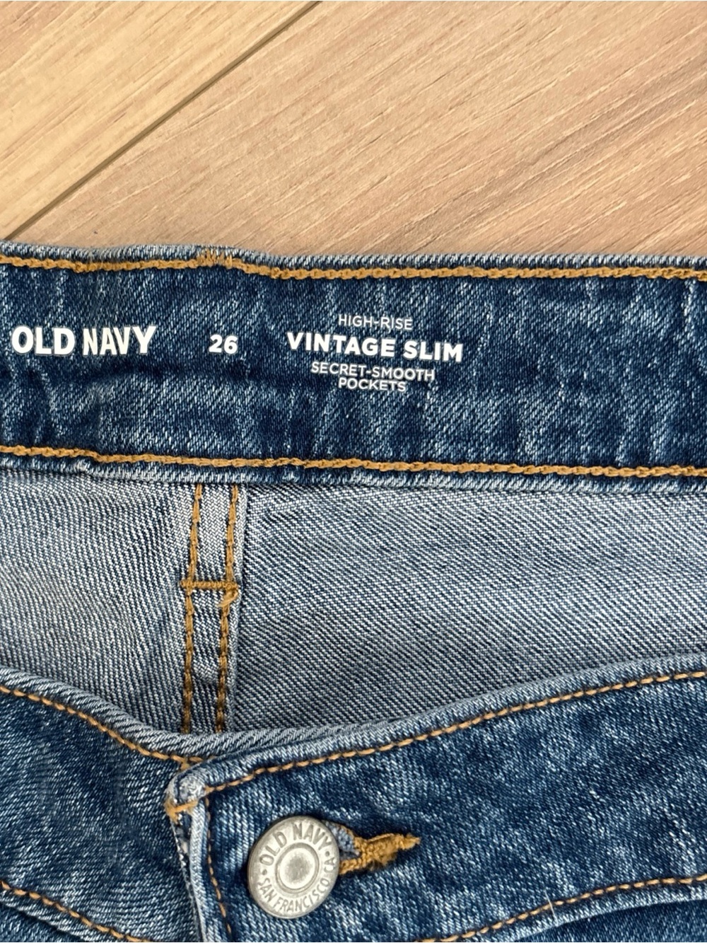 Old Navy High-Rise Vintage Slim Secret-Smooth Pocket Jeans Blue Jeans Waist 26